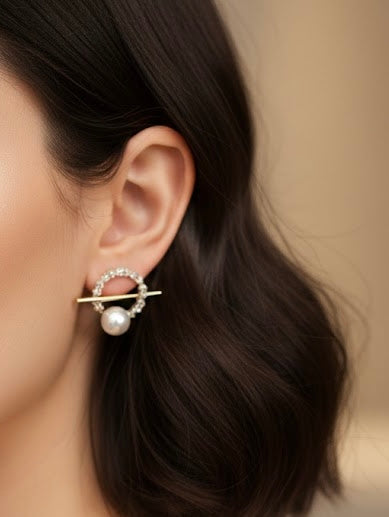 Golden Halo Pearl Studs