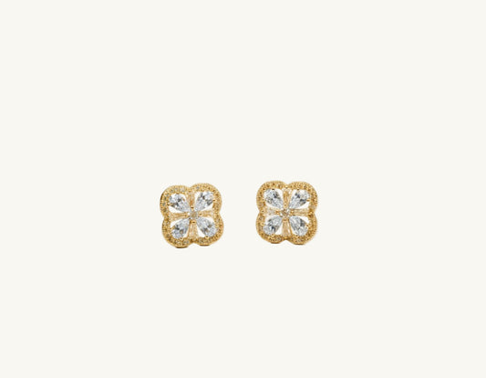 Gold Crystal Bloom Earrings